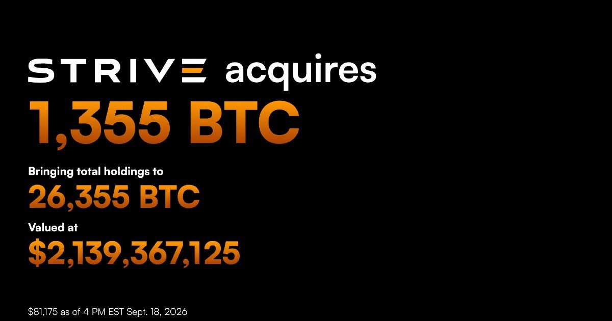 ストライブ、先週1355BTCのビットコインを買い増し